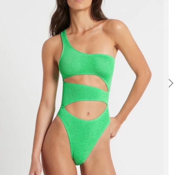 Bond Eye Swim Rico asymmetric one shoulder Cutout Swimsuit one Piece Green - Picture 3 of 16